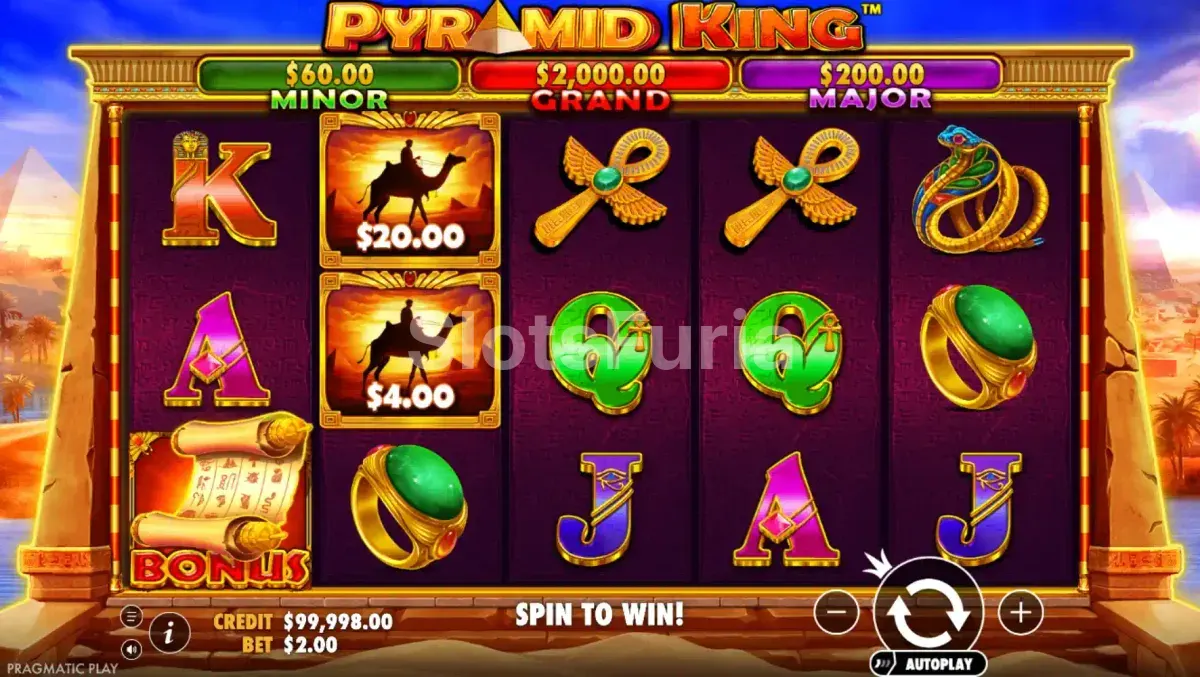 Juego base de Pyramid King en la grilla de 5x3
