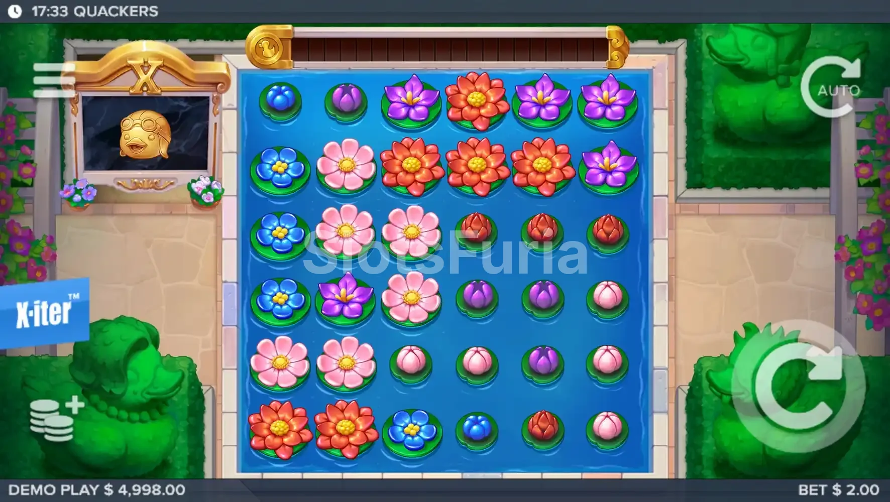 Pantalla principal del juego Quackers con la cuadrícula 6x6