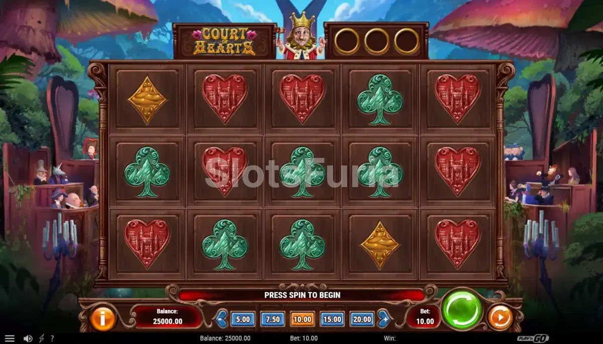 Pantalla principal del juego Rabbit Hole Riches con el reino de la Reina Roja