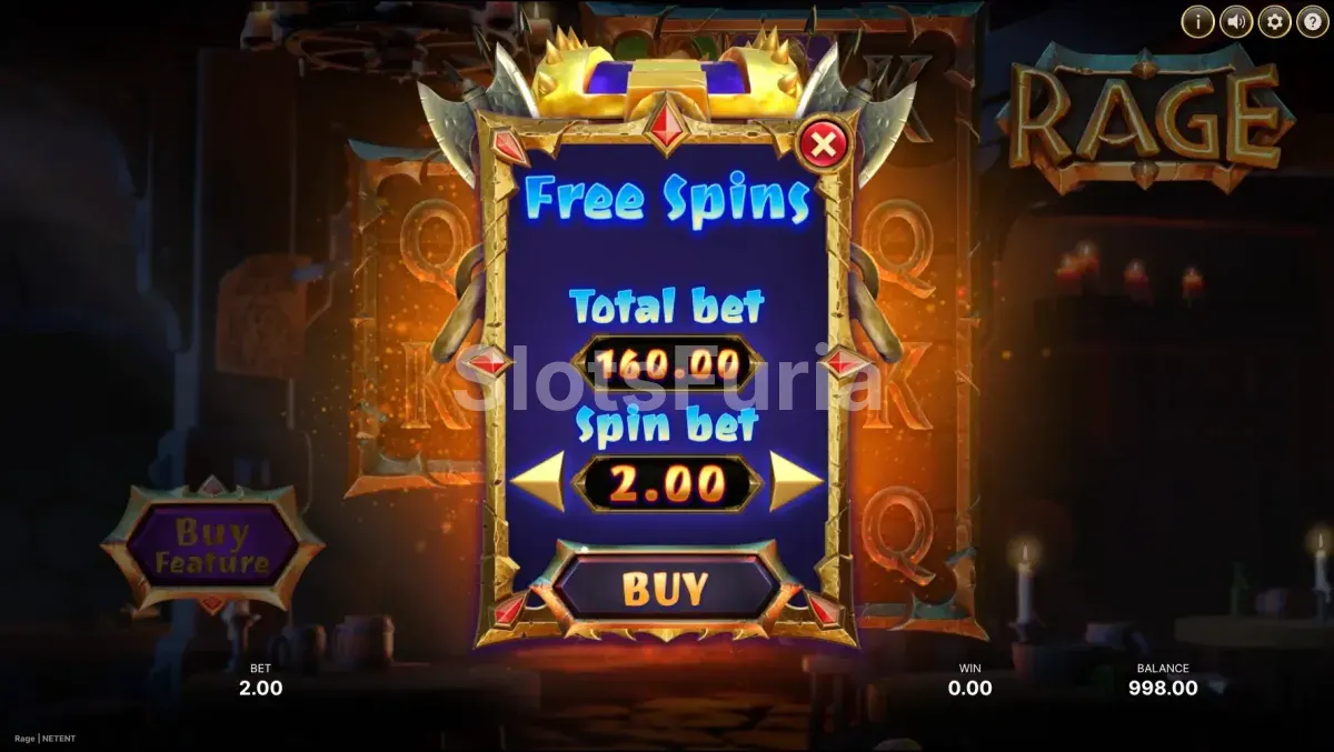 Función de compra de bonus en Rage de NetEnt