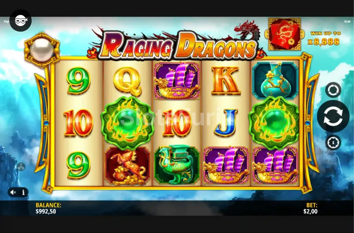 Función de giros gratuitos de Raging Dragons con multiplicadores activos