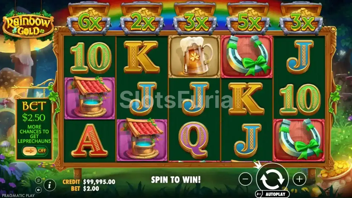 Segunda pantalla del juego base de Rainbow Gold en acción