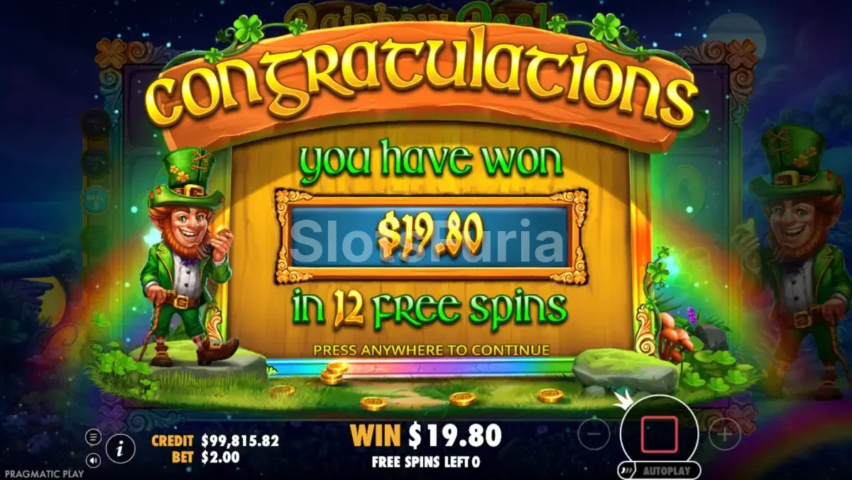 Gran victoria épica registrada en Rainbow Reels de Pragmatic Play