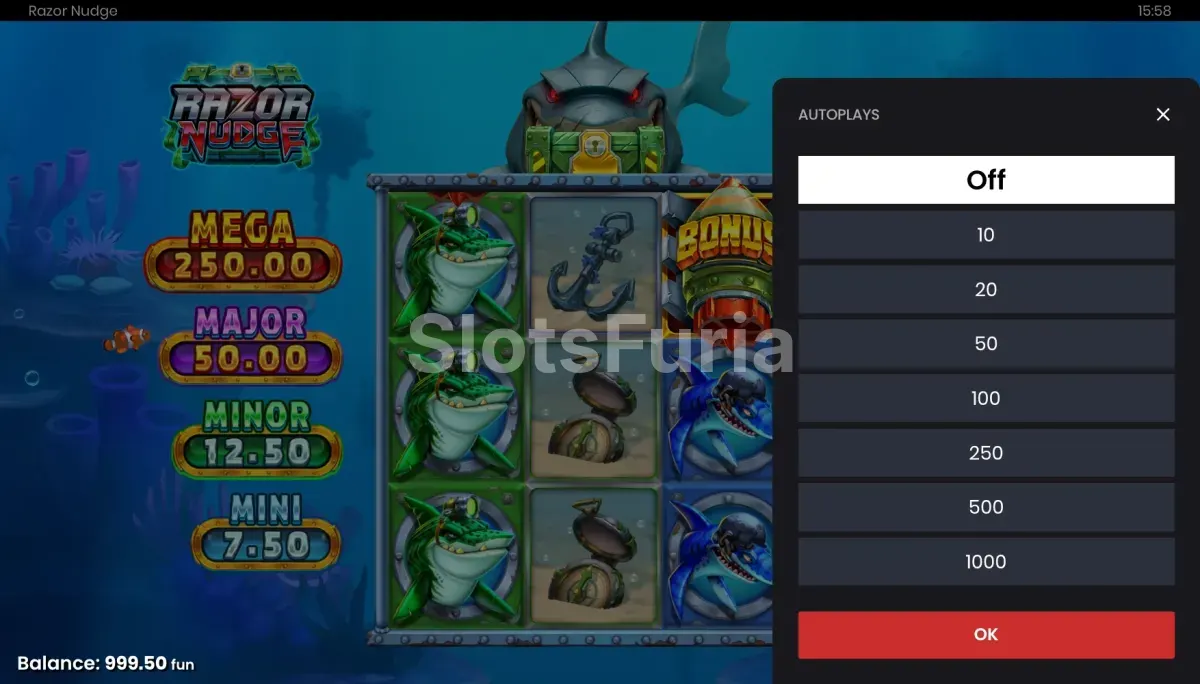 Menú de juego automático de Razor Nudge