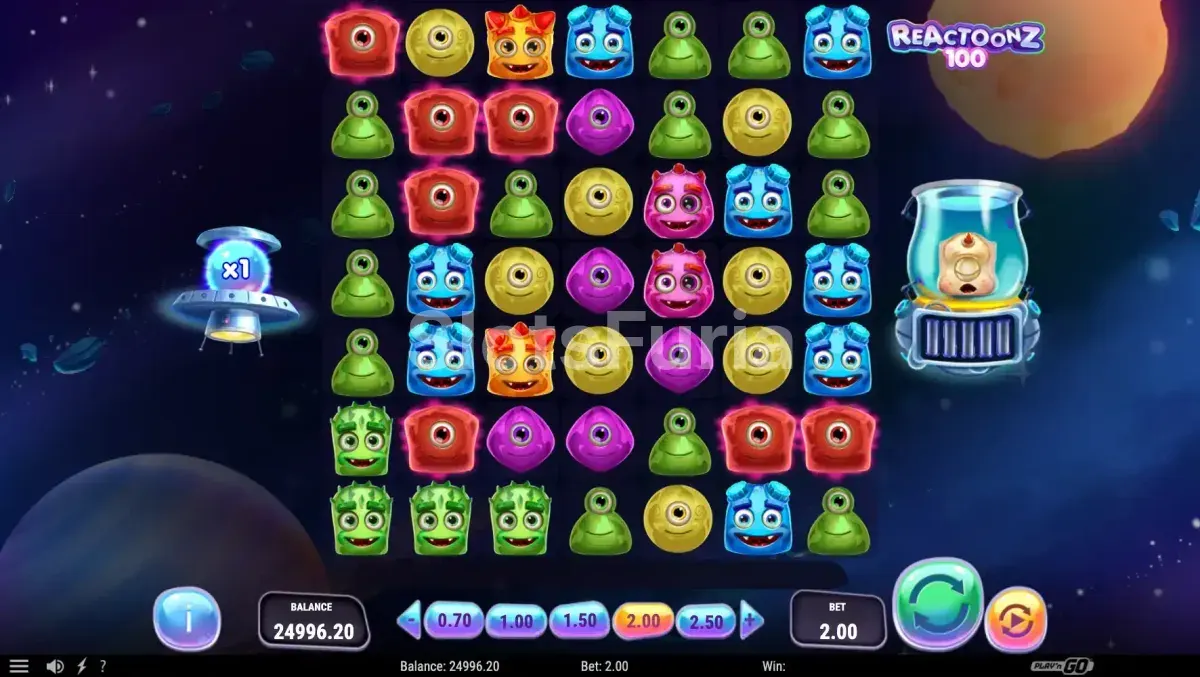 Cascadas en acción dentro de Reactoonz 100