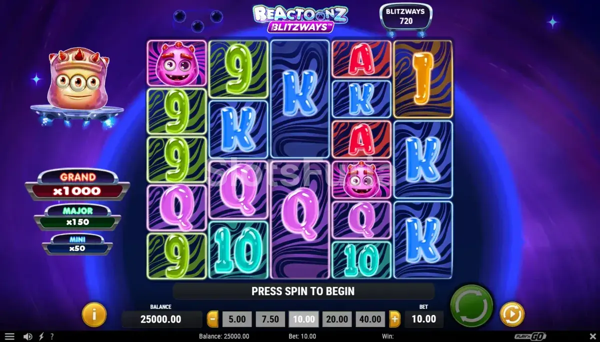Tablero de Reactoonz Blitzways con botes fijos, tragamonedas espacial de Play'n GO