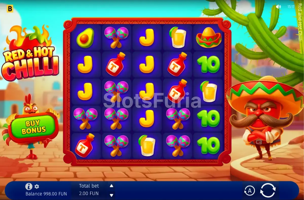 Juego base de Red & Hot Chilli con sus 5 rodillos y 5 líneas fijas