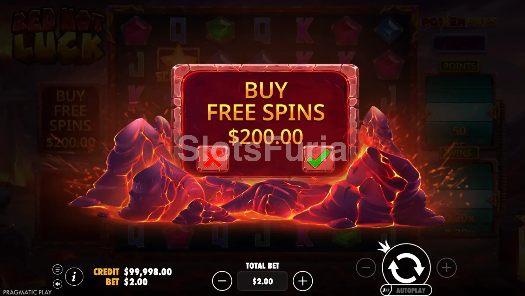 Opción de compra de bonus en Red Hot Luck de Pragmatic Play