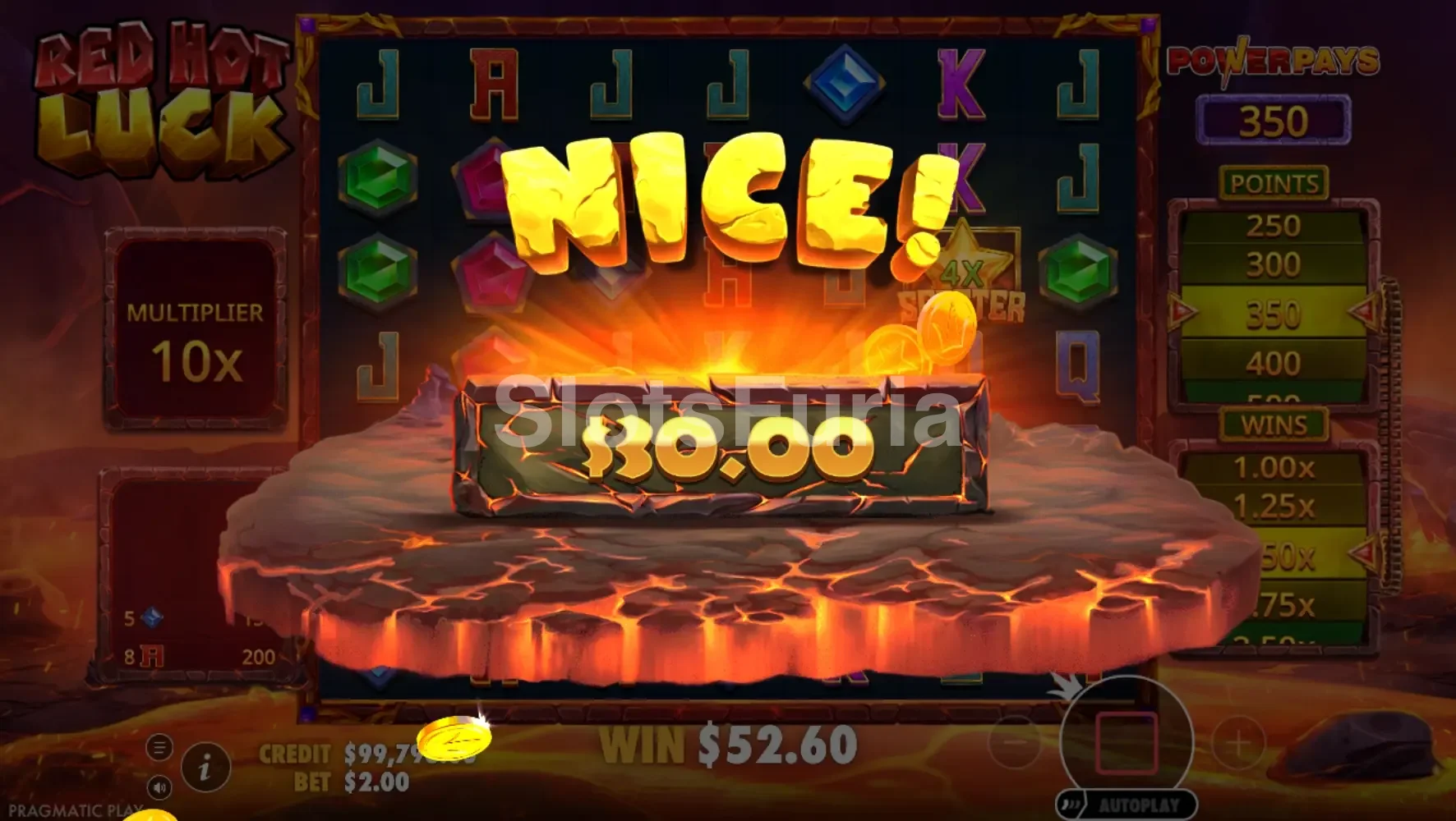 Gran victoria en Red Hot Luck con multiplicador máximo