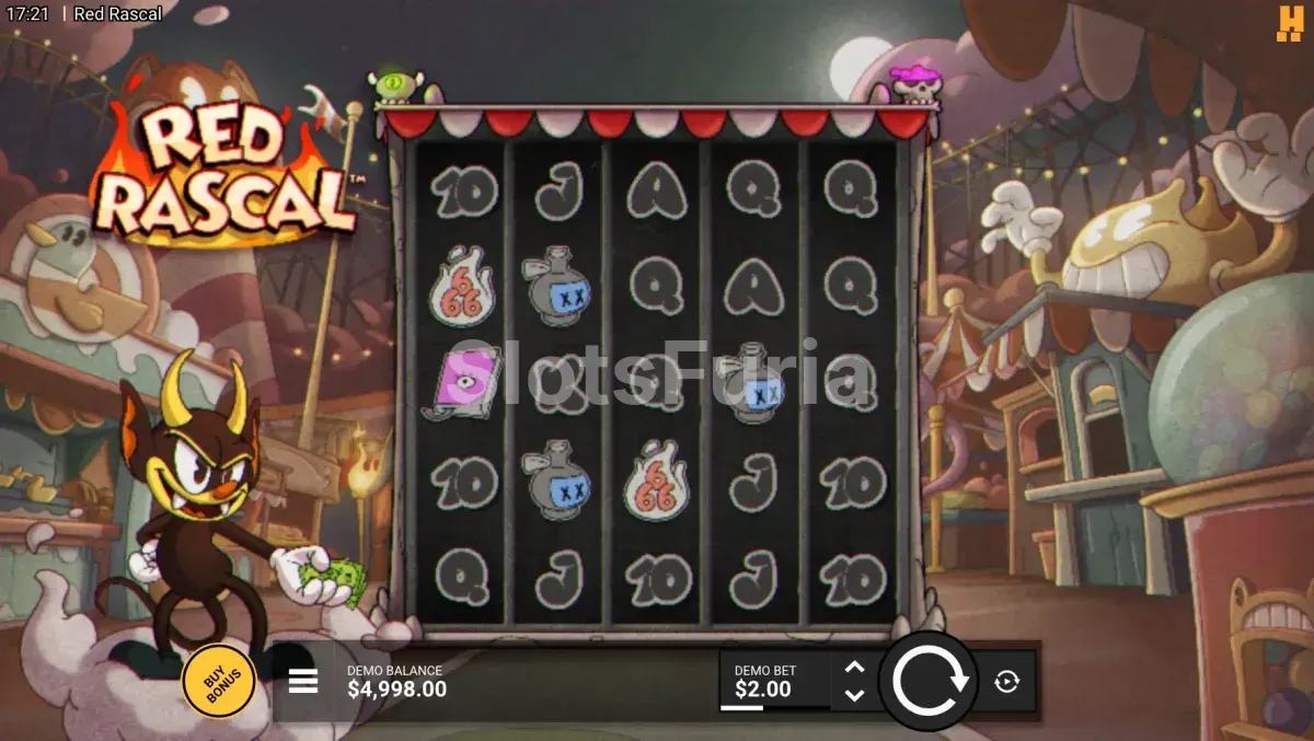 Pantalla principal de Red Rascal con el tablero de juego completo