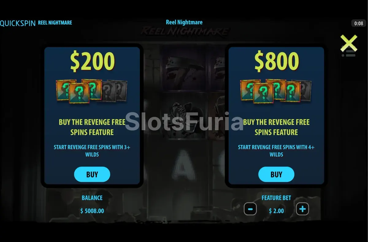Función de compra de bonos en la slot Reel Nightmare