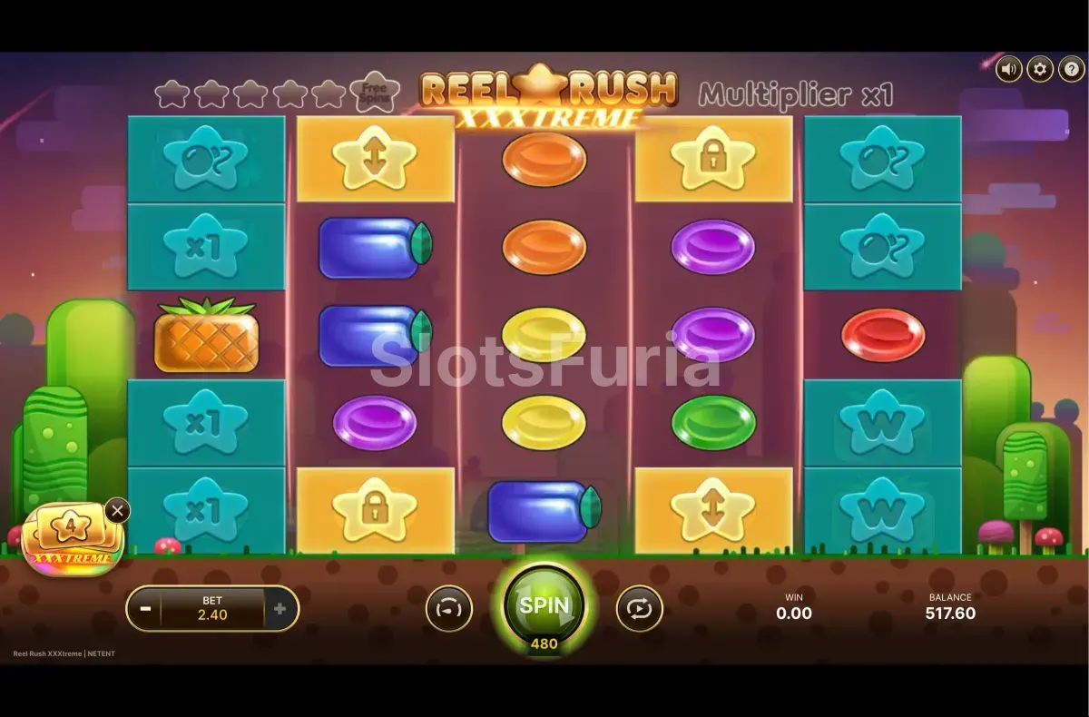 Ronda de giros gratis activada en Reel Rush XXXtreme