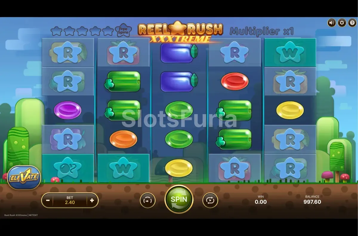 Juego base de Reel Rush XXXtreme con el tablero diamante