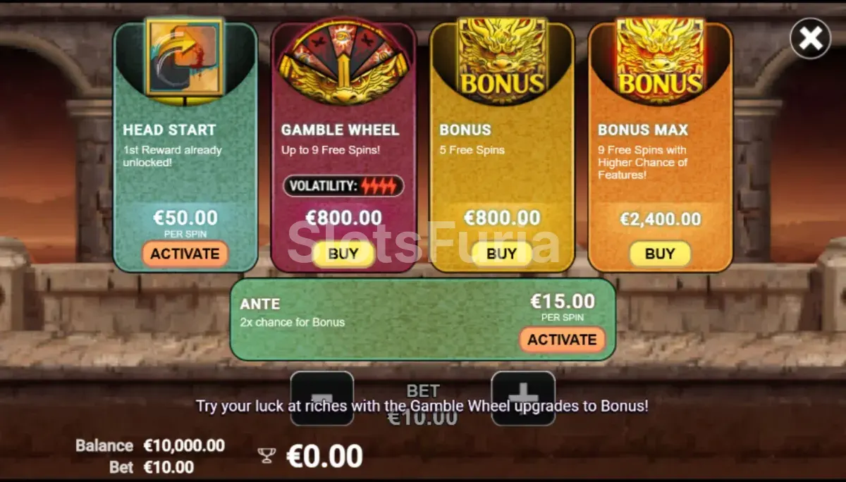 Menú de compra de bonos en Reel Warriors de Avatar UX