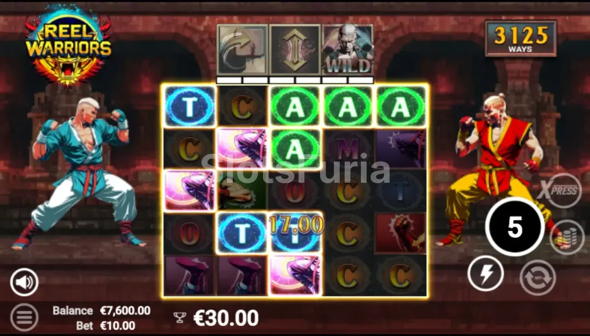 Ronda de giros gratis activada en Reel Warriors con multiplicadores