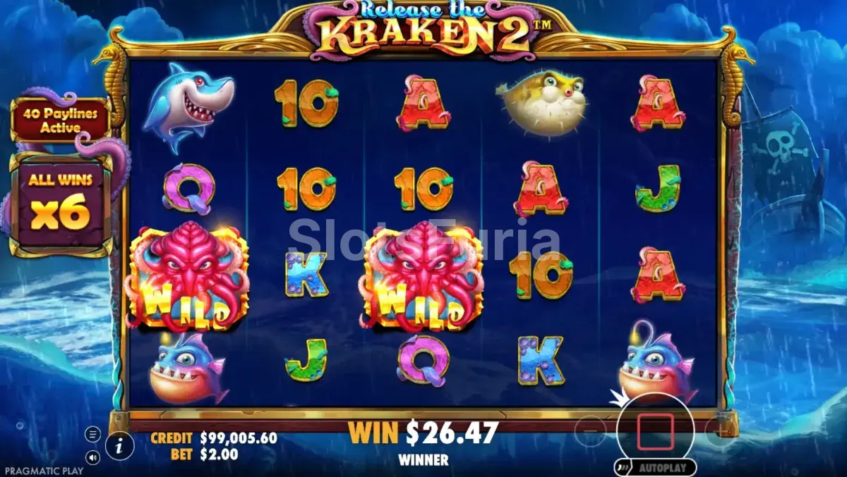 Ronda de giros gratuitos activa en Release the Kraken 2