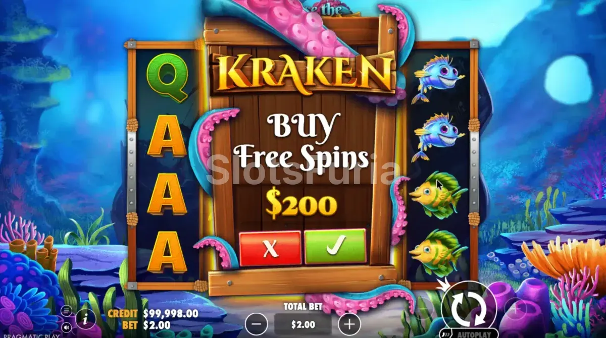 Pantalla de compra de bonus en Release the Kraken