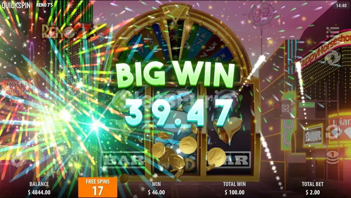 Gran victoria en Reno 7's con multiplicador máximo activado
