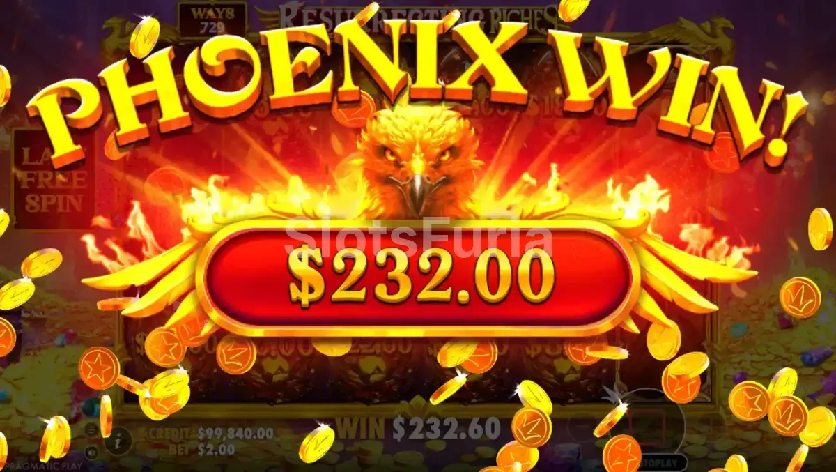 Gran victoria en Resurrecting Riches con múltiples sombras cobradas