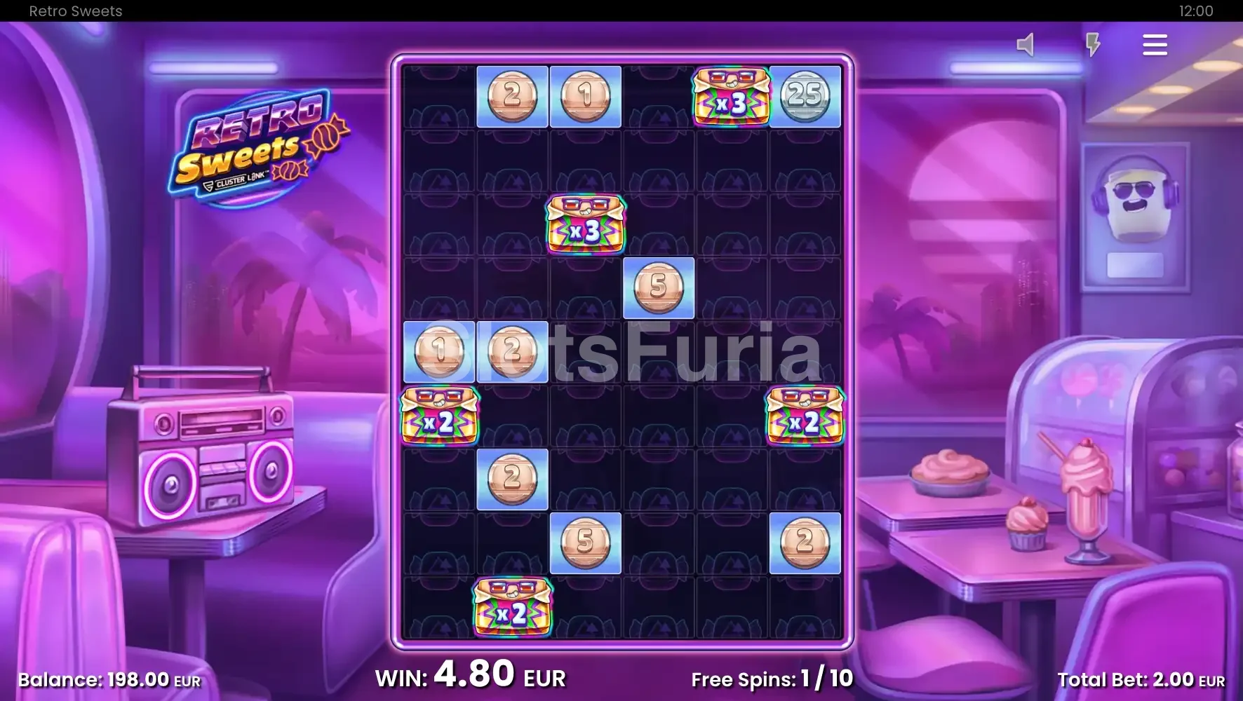 Giros gratis de Retro Sweets con comodines multiplicadores