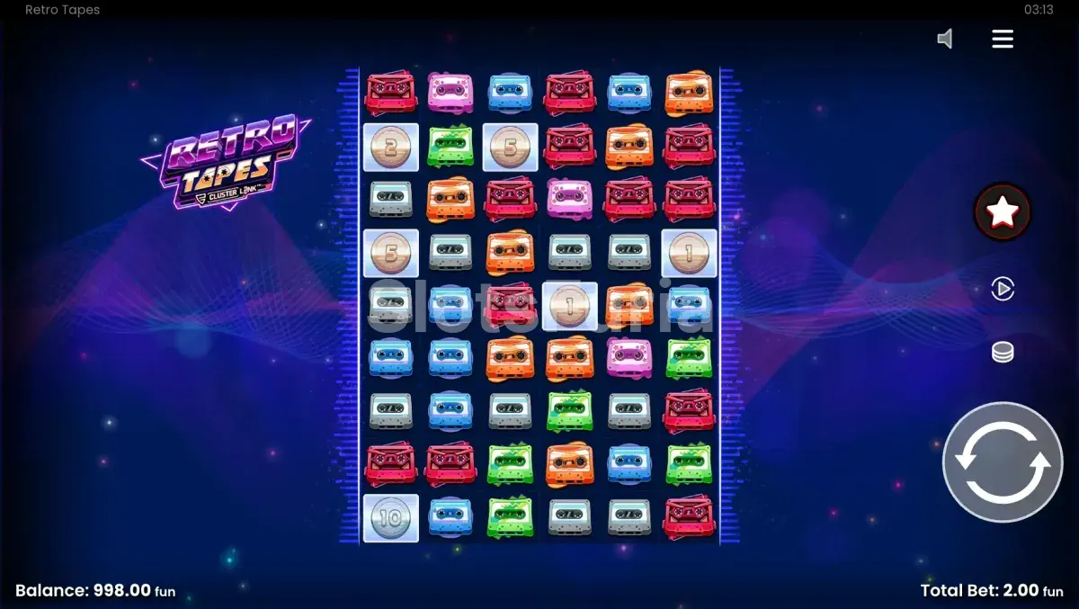 Pantalla principal de Retro Tapes con los rodillos activos
