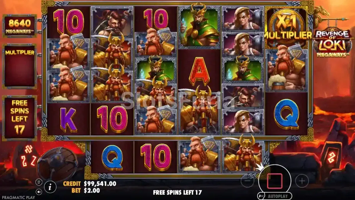 Ronda de tiradas gratuitas de Revenge of Loki Megaways con el reino volcánico