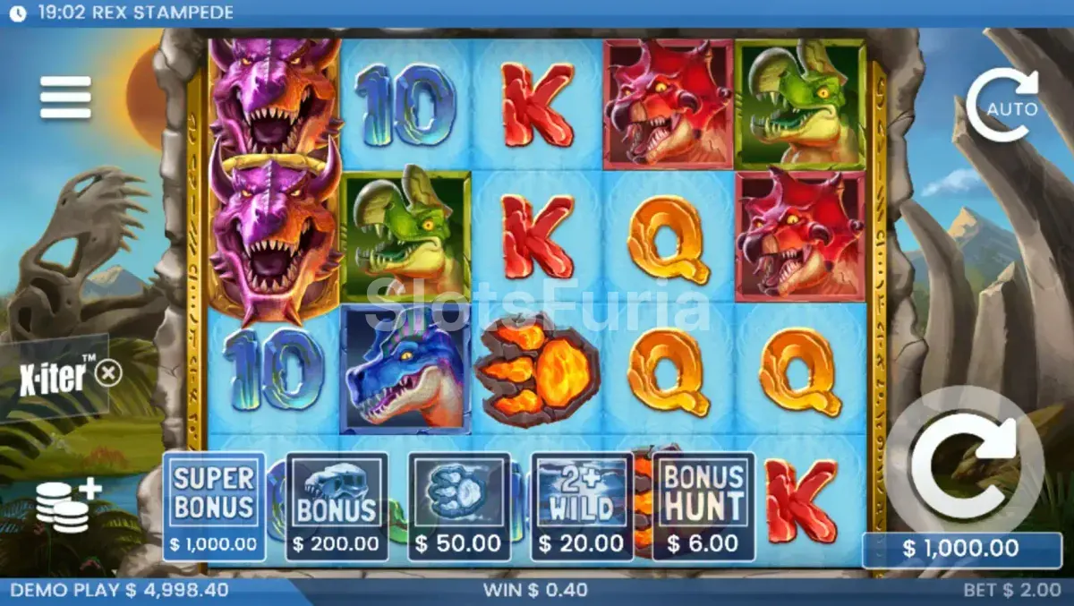 Menú de compra de bonos del X-iter en Rex Stampede