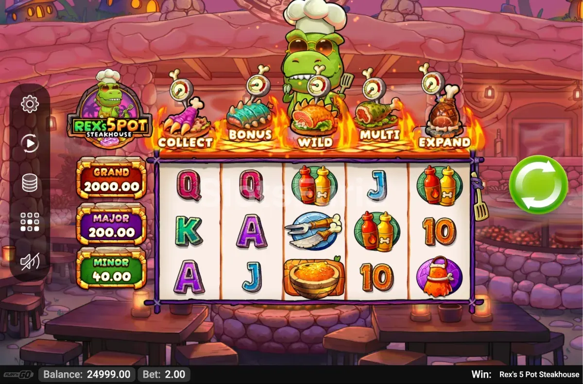 Otra vista del juego base de Rexs 5 Pot Steakhouse