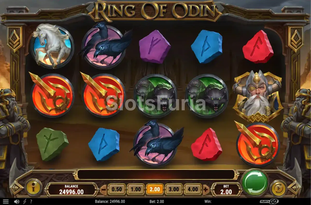 Vista del juego base en Ring of Odin con los rodillos activos