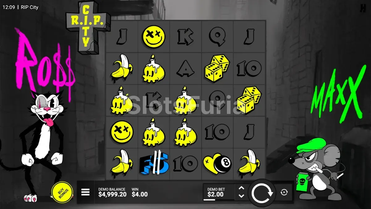 Pantalla principal del juego RIP City con sus personajes