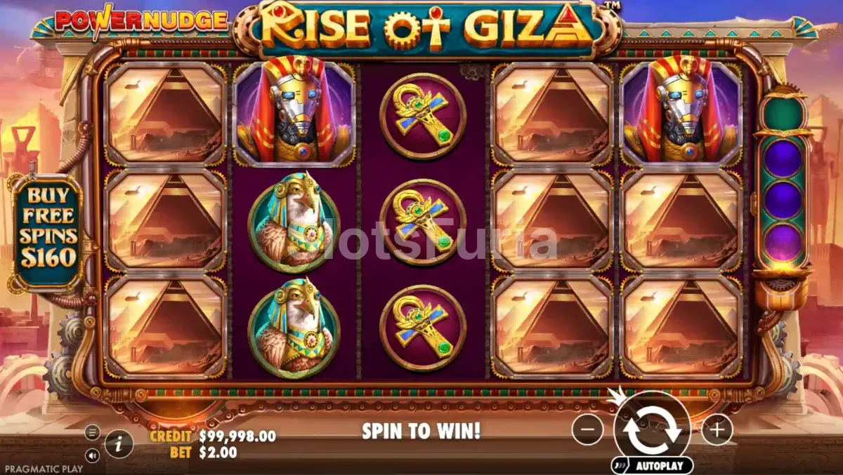 Juego base de Rise of Giza PowerNudge, tragamonedas de Egipto de Pragmatic Play