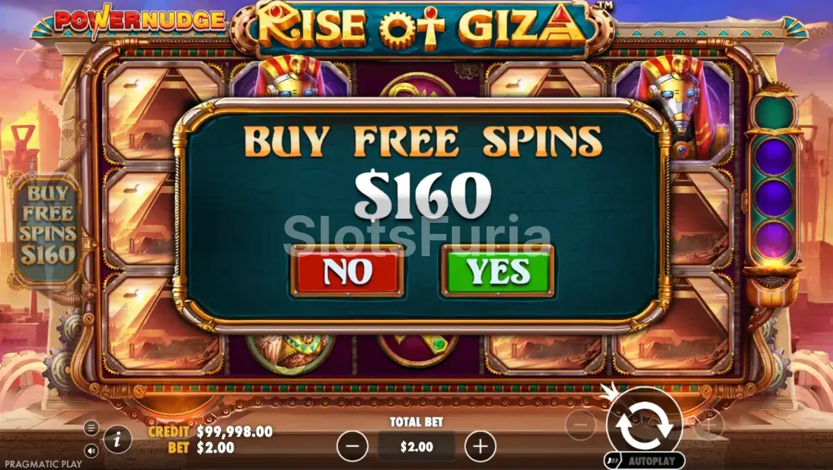Opción de compra de bonus en Rise of Giza Powernudge
