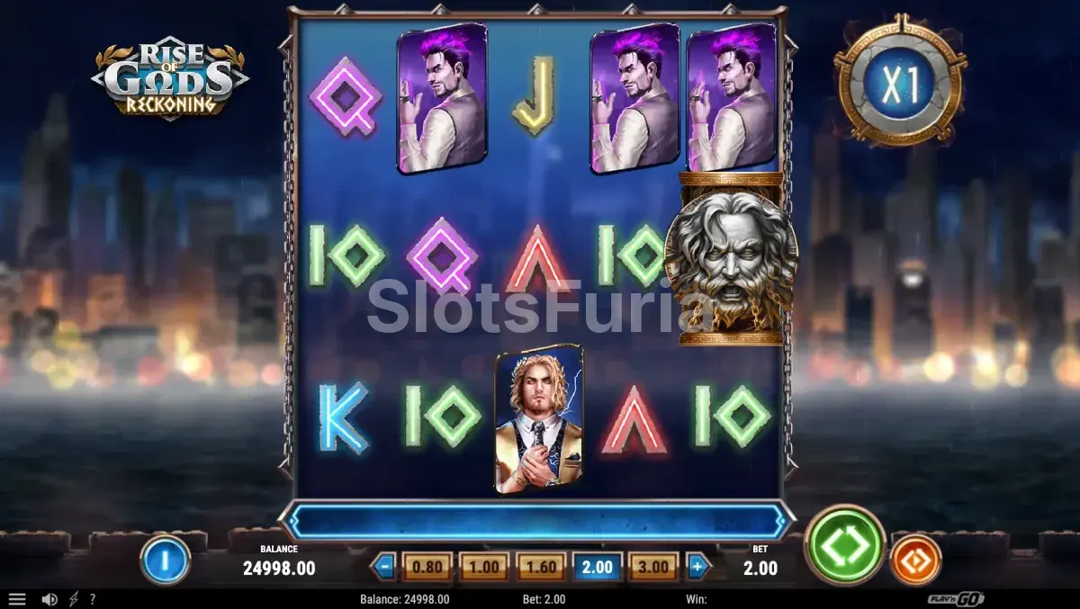 Pantalla principal del juego Rise of Gods Reckoning con los dioses en acción
