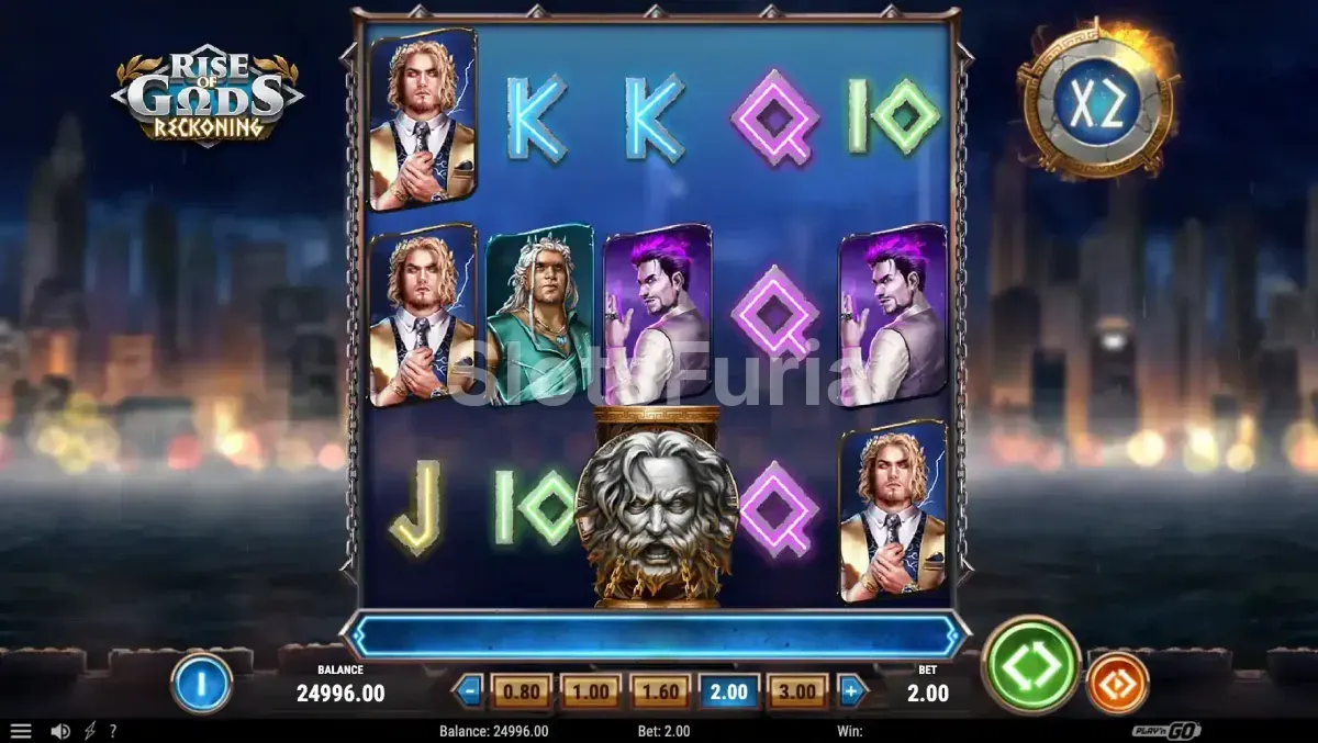 Segunda vista del tablero de Rise of Gods Reckoning mostrando el potencial de ganancias
