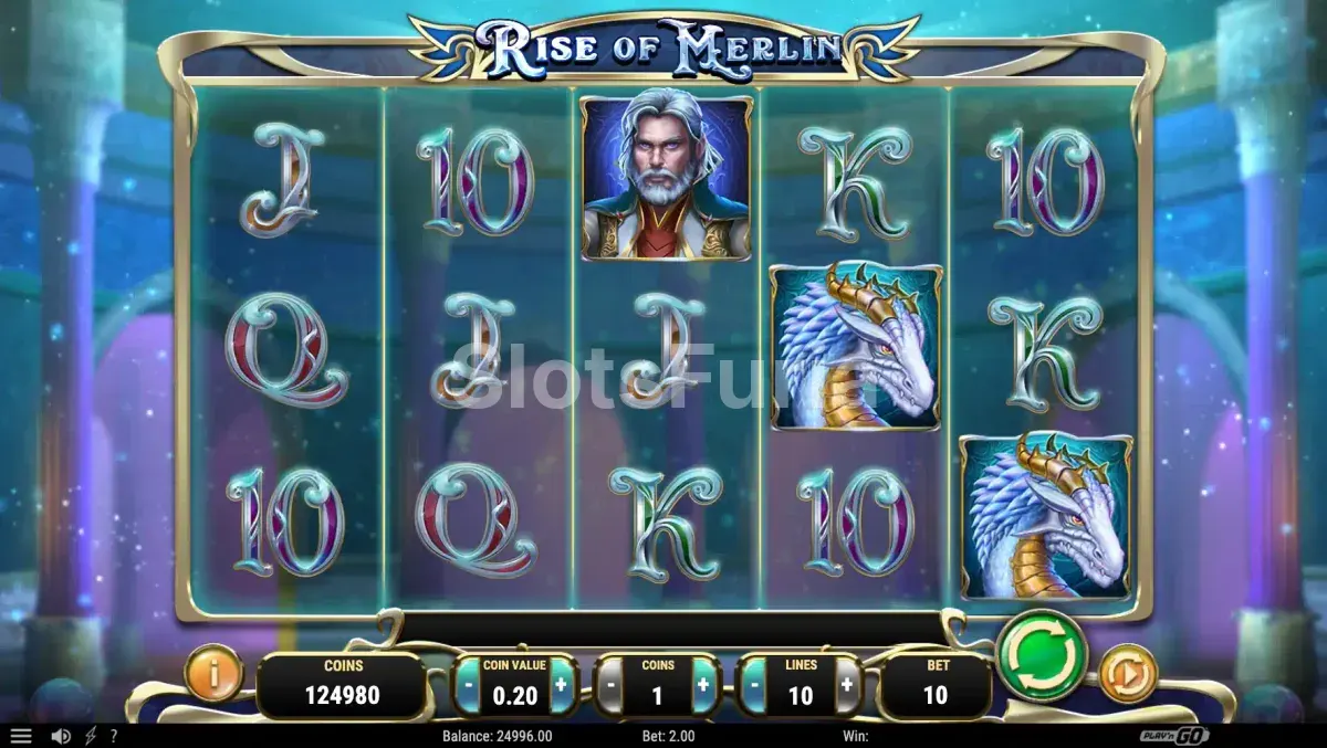 Segunda vista del juego base de Rise of Merlin con combinaciones en acción