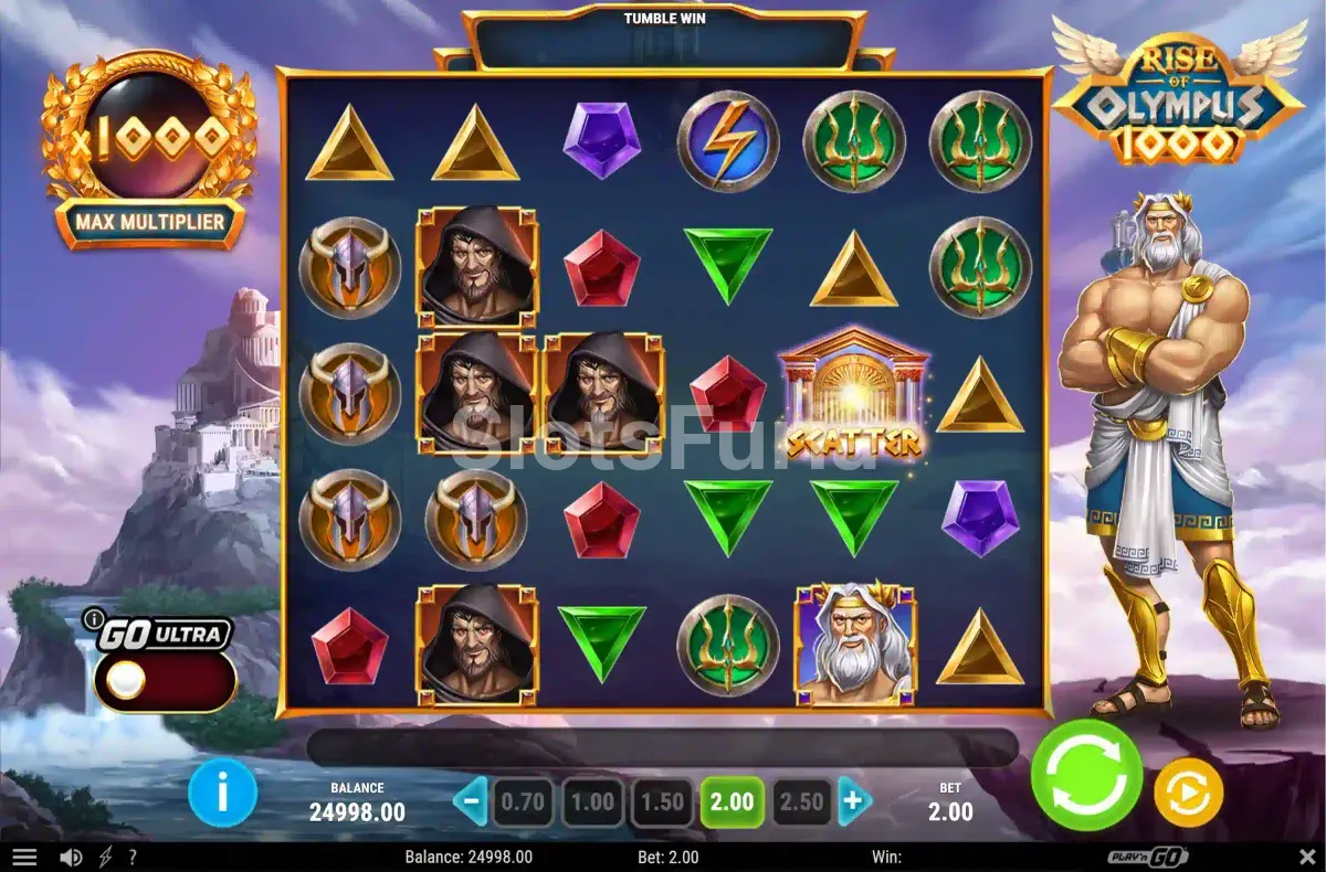 Pantalla principal del juego base en Rise of Olympus 1000