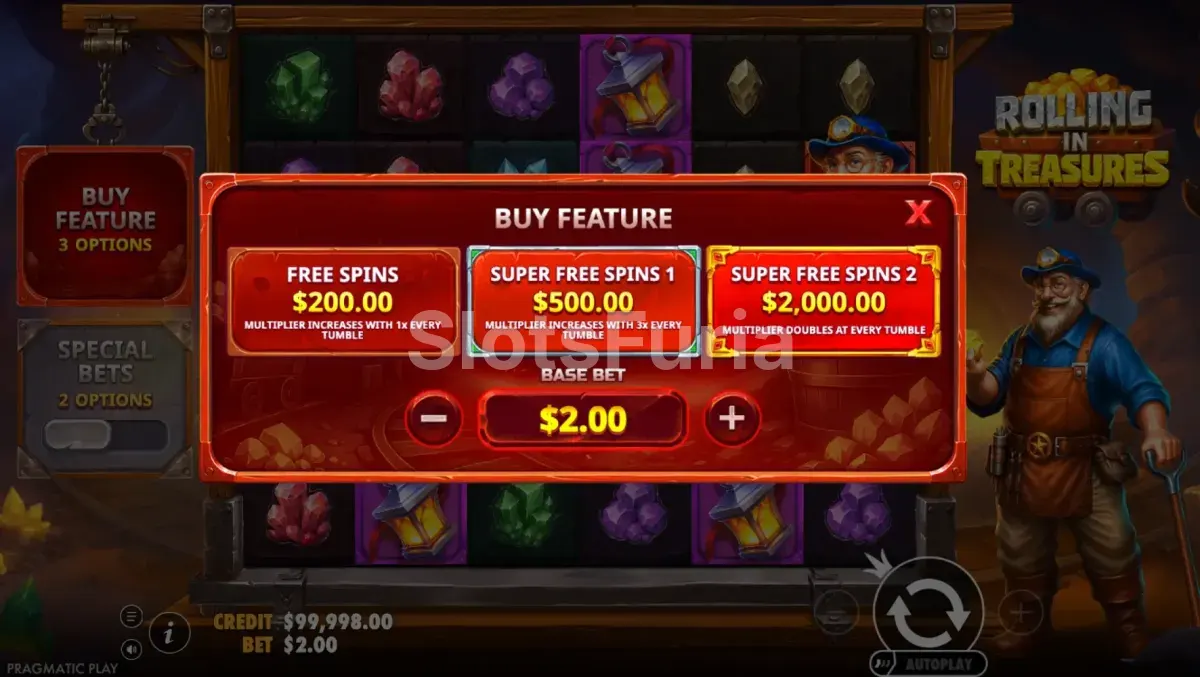 Opciones de compra de bono en Rolling in Treasures
