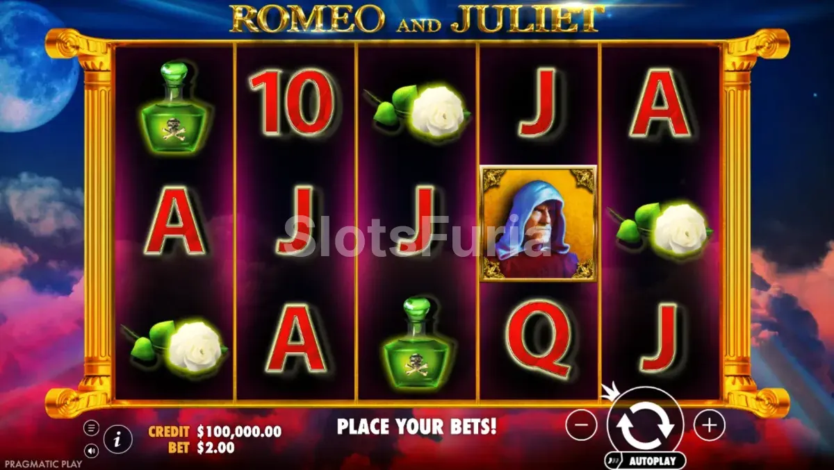 Segunda vista del juego base de Romeo and Juliet con combinaciones ganadoras