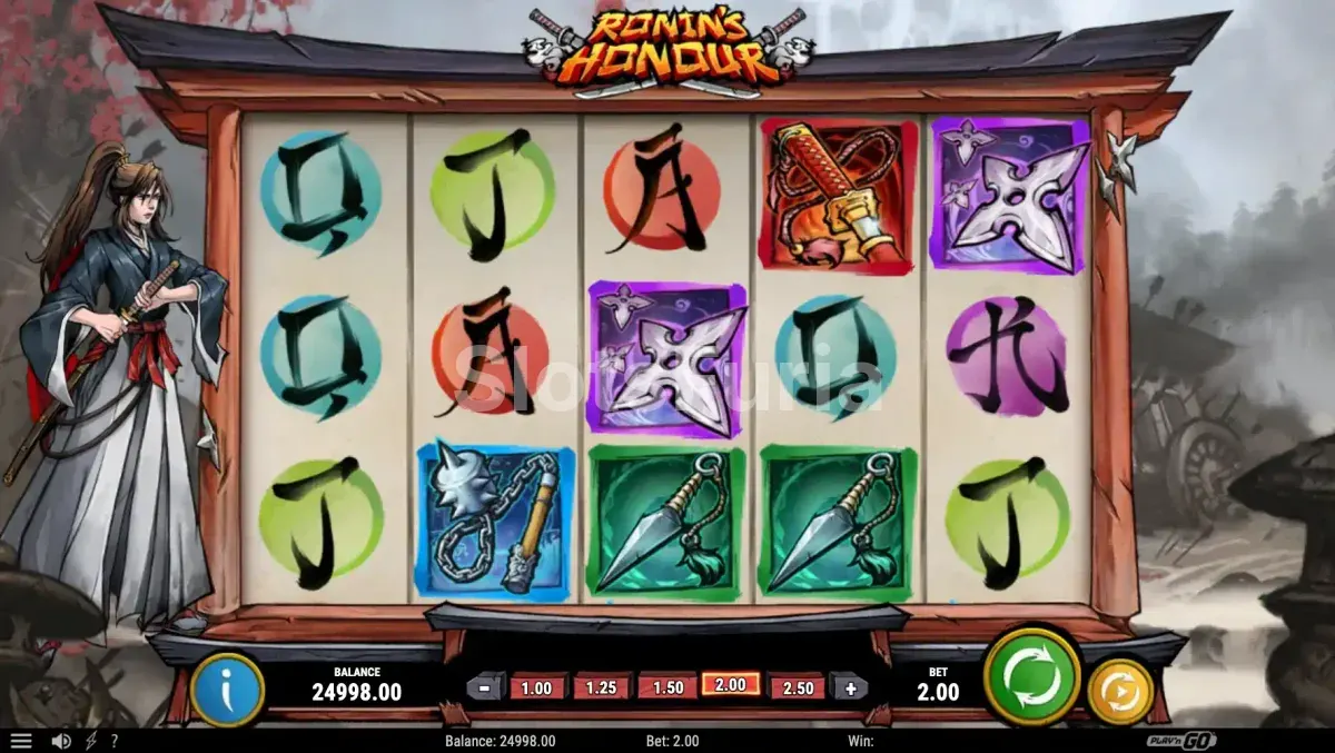 Juego base de Ronin's Honour, tragamonedas japonesa de Play'n GO