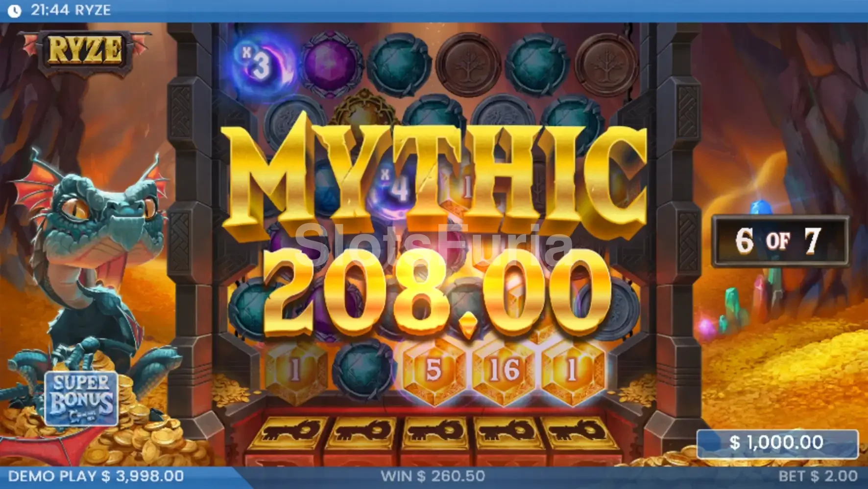 Gran ganancia en Ryze con multiplicadores acumulados en pantalla