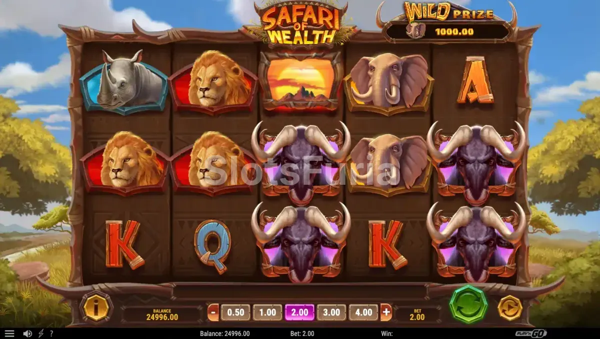 Bonificación de giros gratis activa en Safari of Wealth