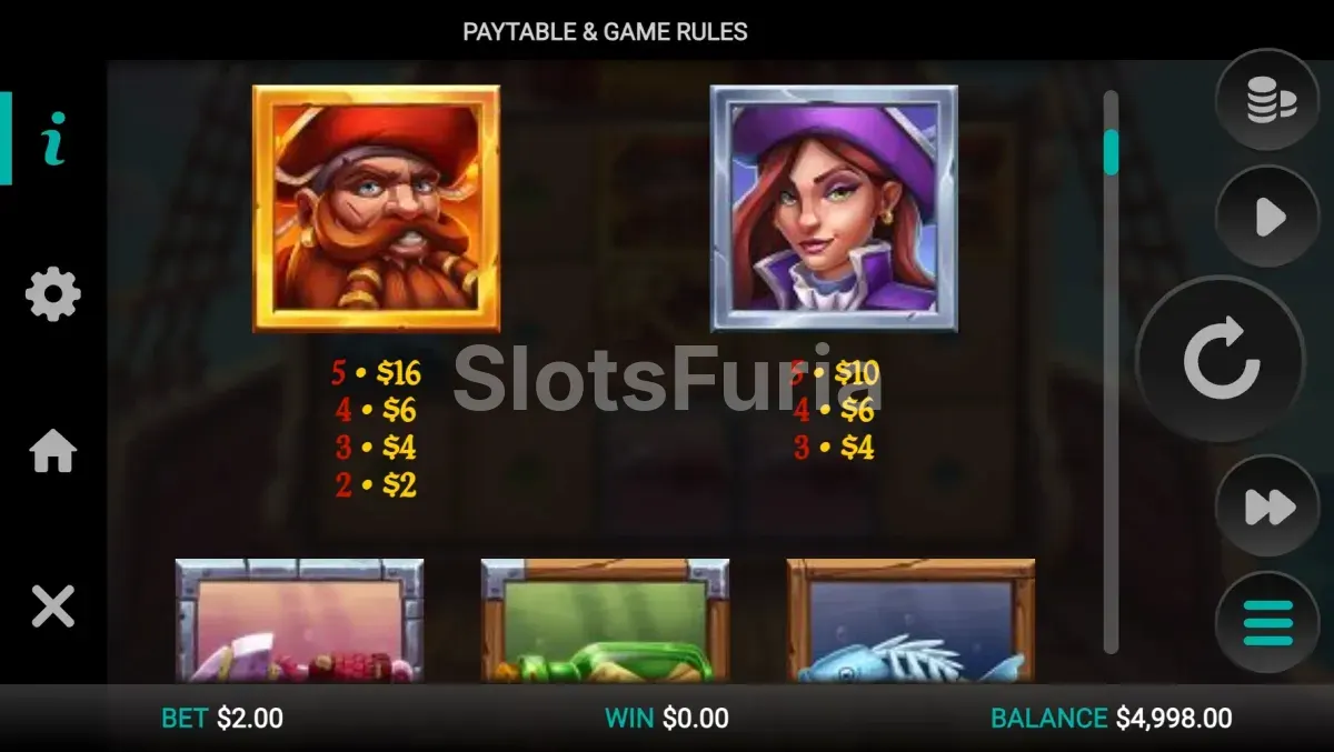 Tabla de pagos de la slot Sails of Fortune