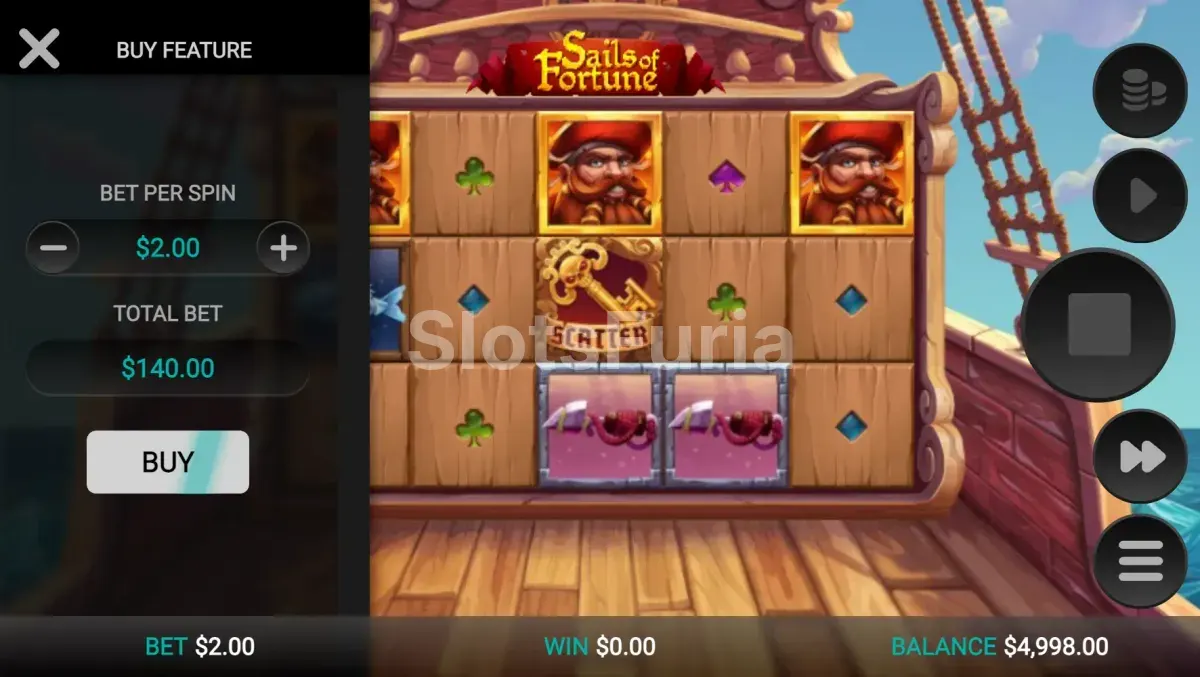 Pantalla de compra de bono en Sails of Fortune