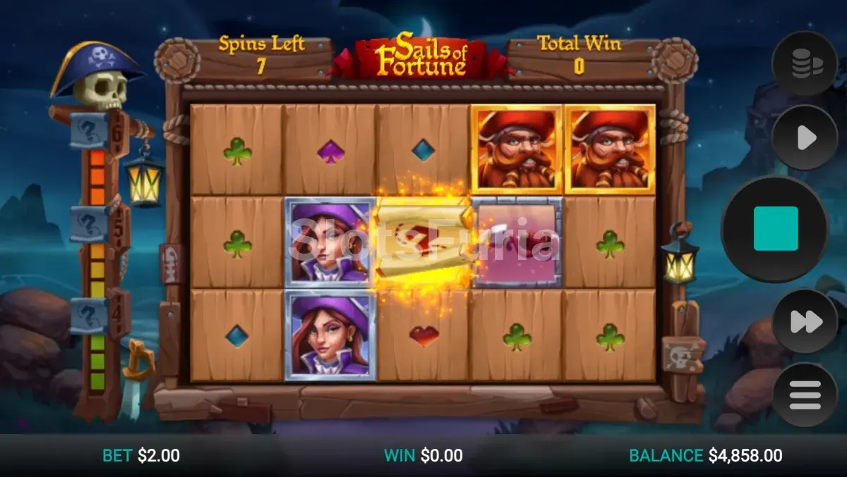 Free spins activados en Sails of Fortune con expansión de símbolos