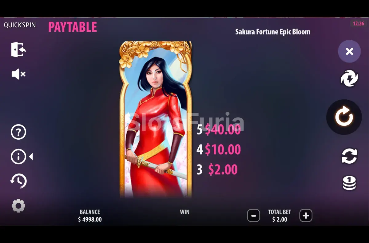 Tabla de pagos completa de Sakura Fortune Quickspin