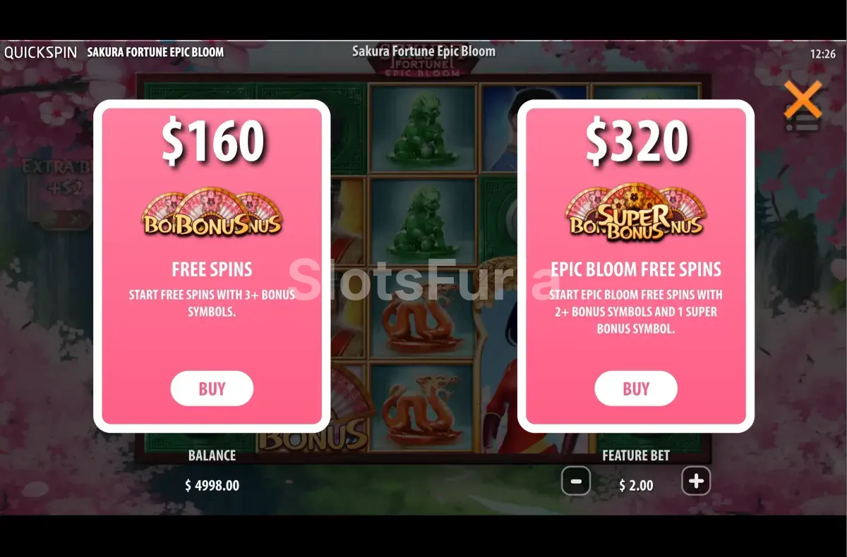 Función de compra de bonus en Sakura Fortune de Quickspin