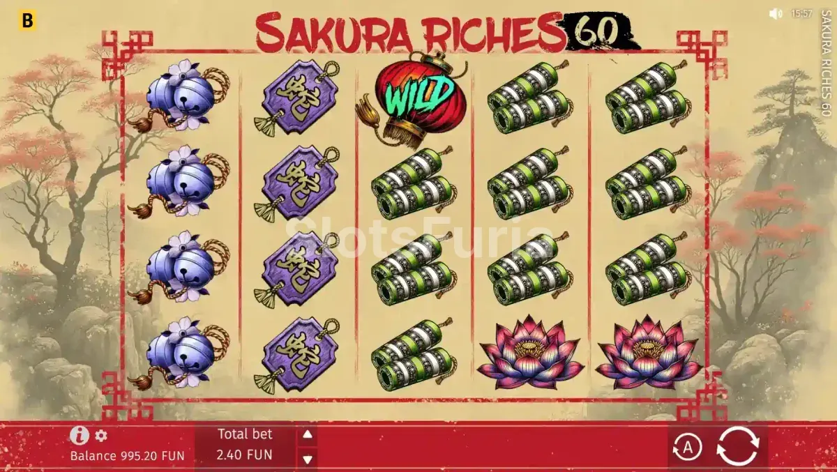 Segunda vista del juego base de Sakura Riches 60 en acción