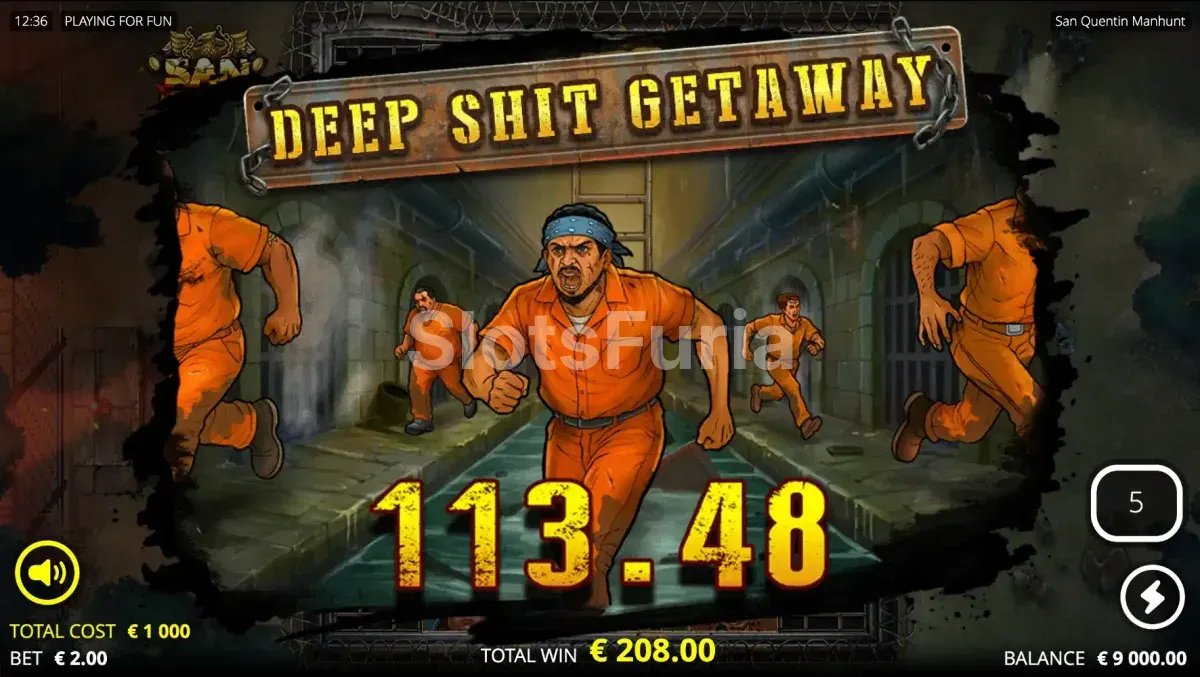 Gran victoria en San Quentin Manhunt con multiplicadores explotando en pantalla