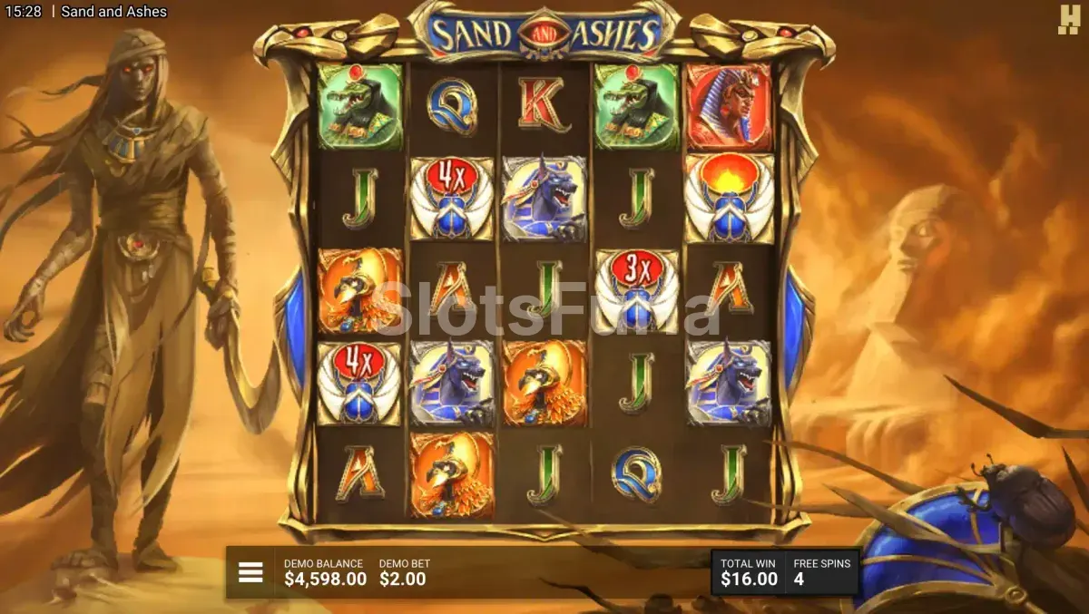 Ronda de giros gratis de Sand And Ashes en plena acción