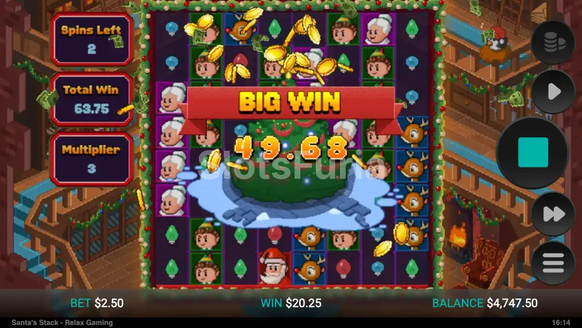 Gran victoria registrada en Santa's Stack mostrando el potencial máximo